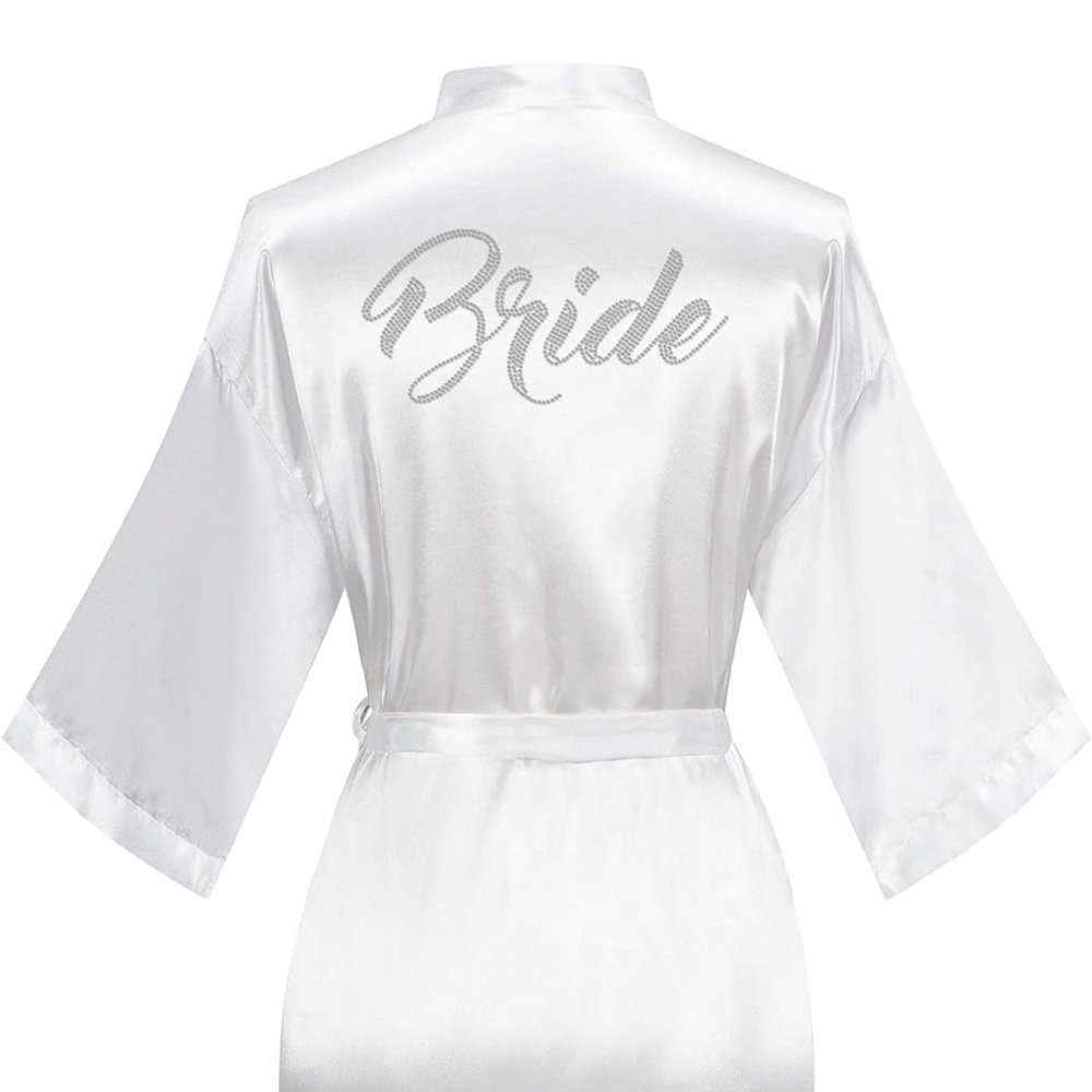 Amazon White Satin Bridal Robe Intimates & Sleepwear